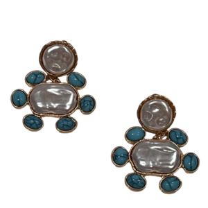 Mediterranean Pearl Turquoise Stud Earrings