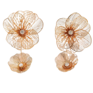 Laser Cut Gold Double Drop Earrings