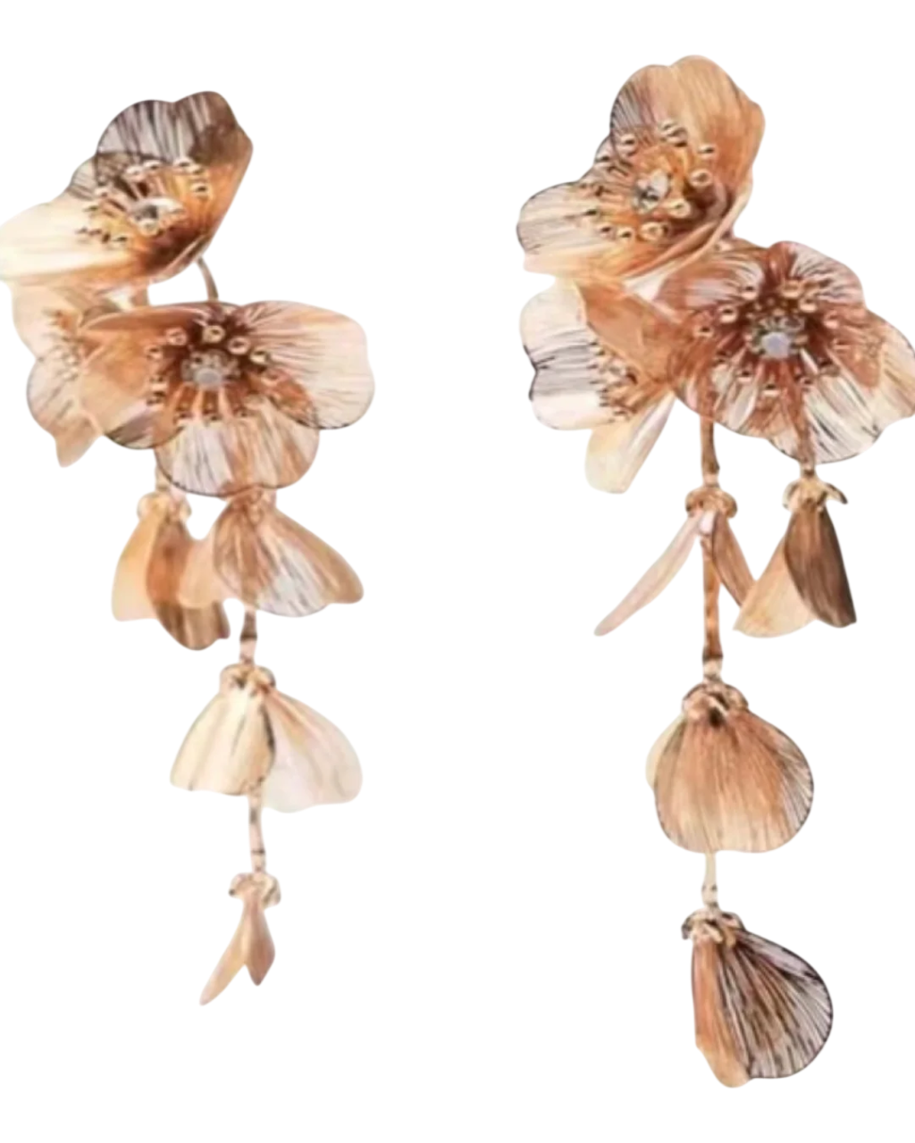 FLEUR de Fleur Laser Cut Metal Floral Drop Earrings