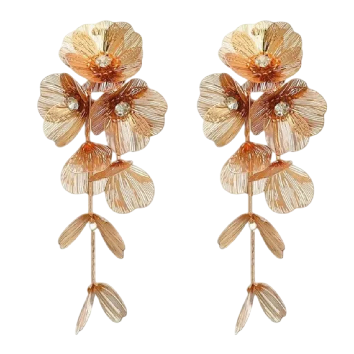 FLEUR de Fleur Laser Cut Metal Floral Drop Earrings