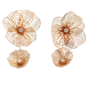 Laser Cut Gold Double Drop Earrings