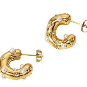 Mini Pearl Rhinestone Hoop