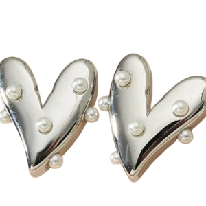 Pearl Heart Stud Earrings