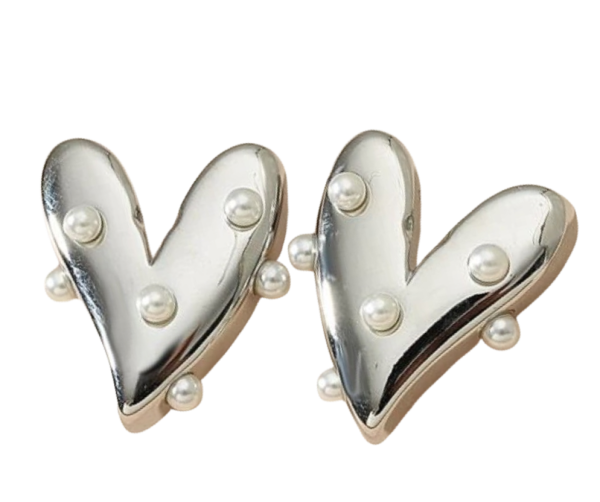 Pearl Heart Stud Earrings