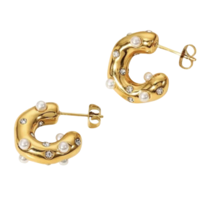 Maison Calix Mini Pearl Rhinestone Hoop