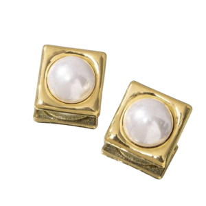 Cube Pearl Stud Earring