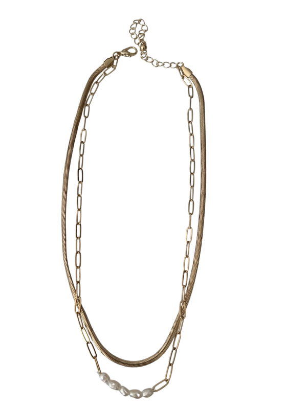 Layered Pearl Chain Necklace