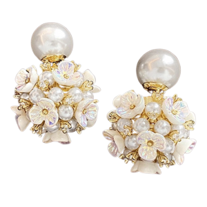 Double Flower pearl Stud