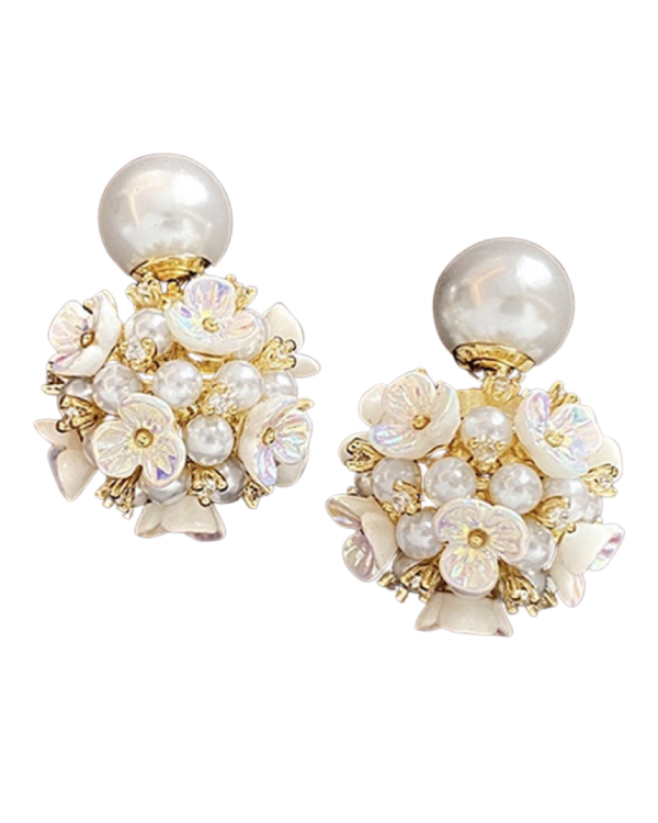 Double Flower pearl Stud