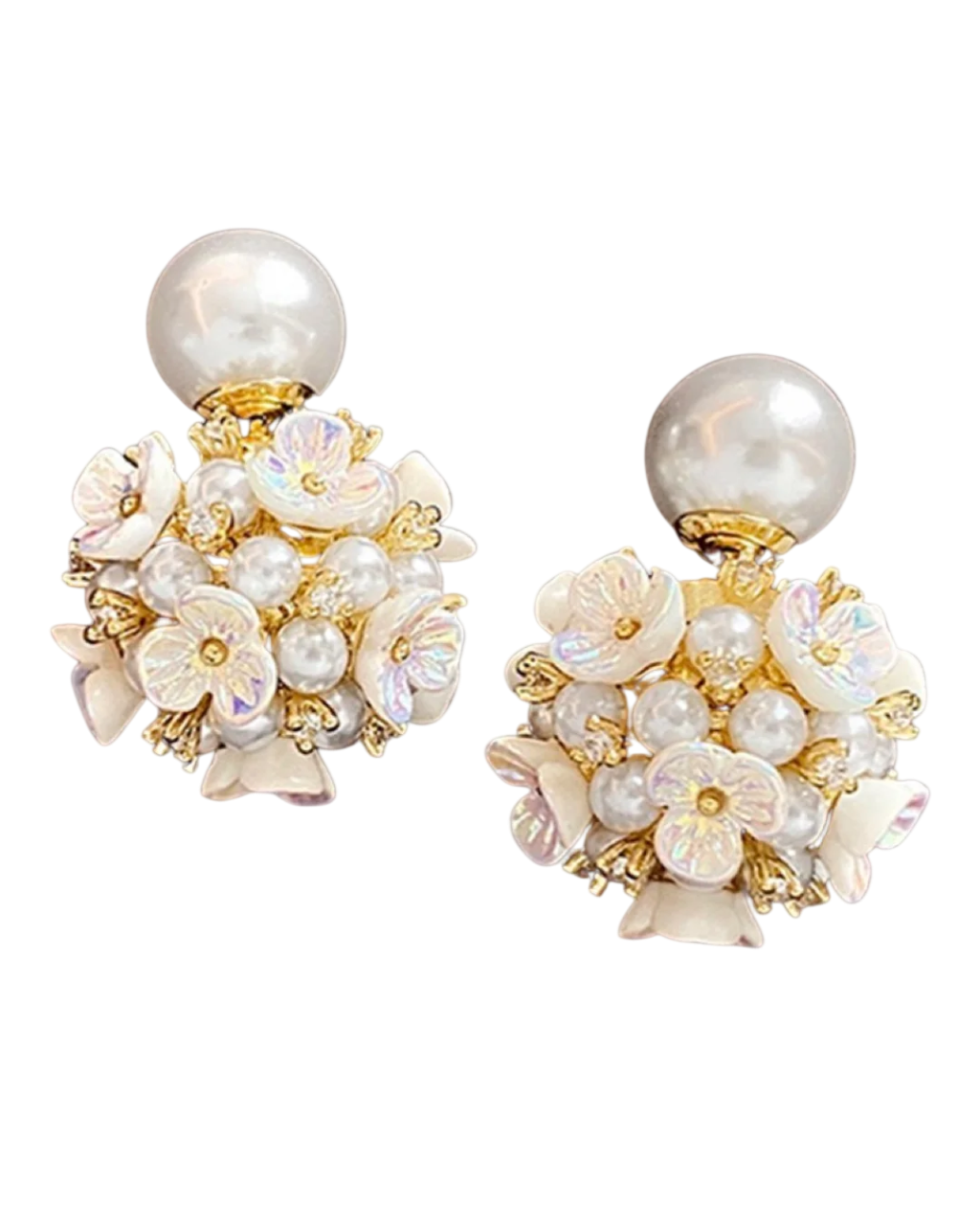 FLEUR de Fleur Double Flower pearl Stud