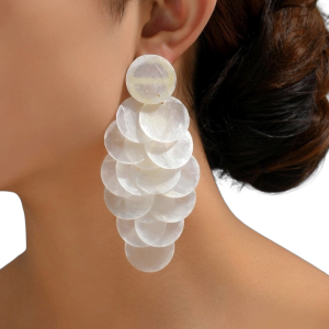 Layered DiSc Pearl Earrings