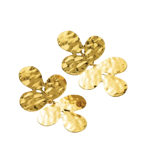 Hammered 6 Gold Earring