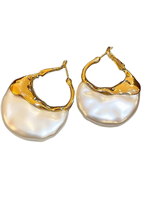 Textured Pearl Hoop Earrings