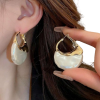 Textured Pearl Hoop Earrings - Image 3
