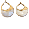 Textured Pearl Hoop Earrings - Image 2