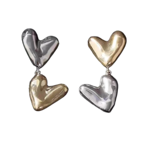 Double Heart Drop Earrings