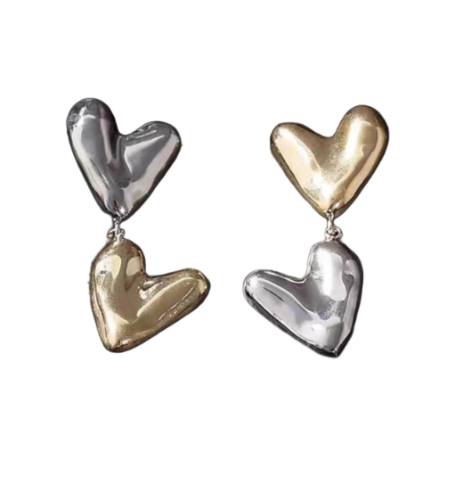 Double Heart Drop Earrings