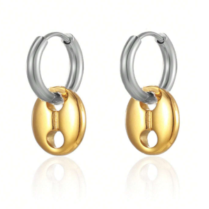 Bean Two Tone Drop Earring