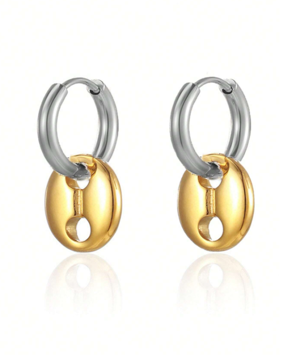Bean Two Tone Drop Earring