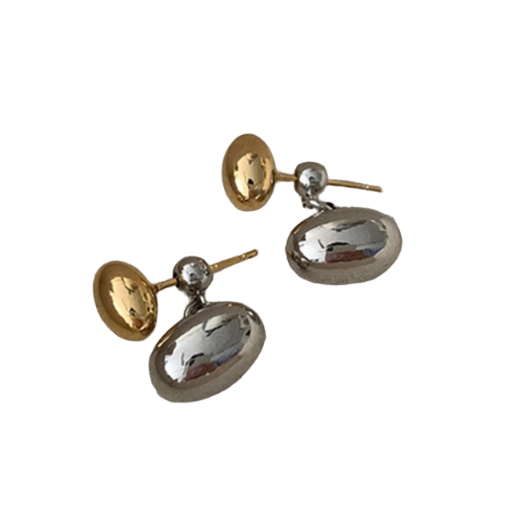 Geo Two Tone Drop Earrings