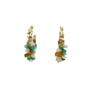 Hammered Semi Precious Hoop Earrings