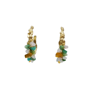 Hammered Semi Precious Hoop Earrings