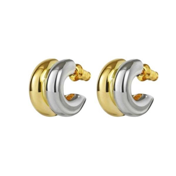 Mini 2 Tone Hoop Earrings