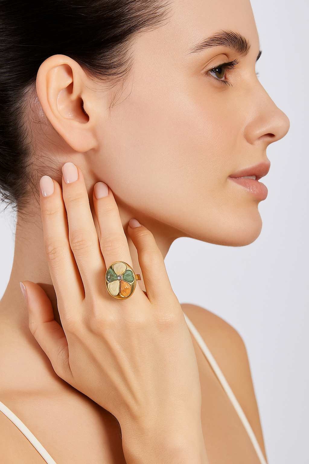 Enamel Flower Ring - Image 2