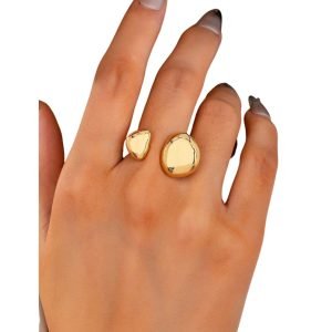 Sculpted Pebble Open Band Ring