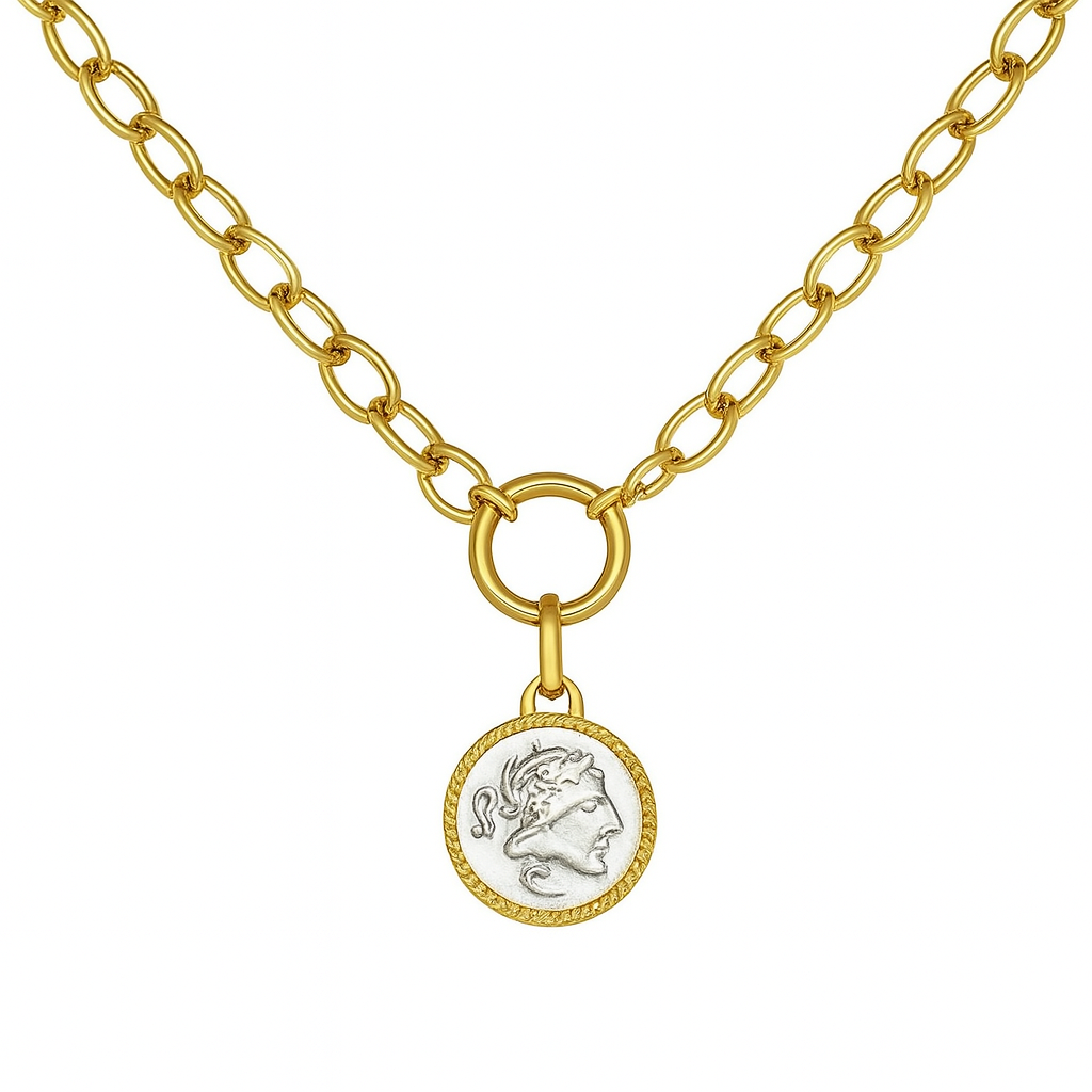 Coin Ribbed Chain Necklace