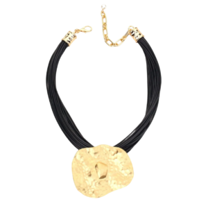 SEA~Chelle Hammered Round Pendant Necklace
