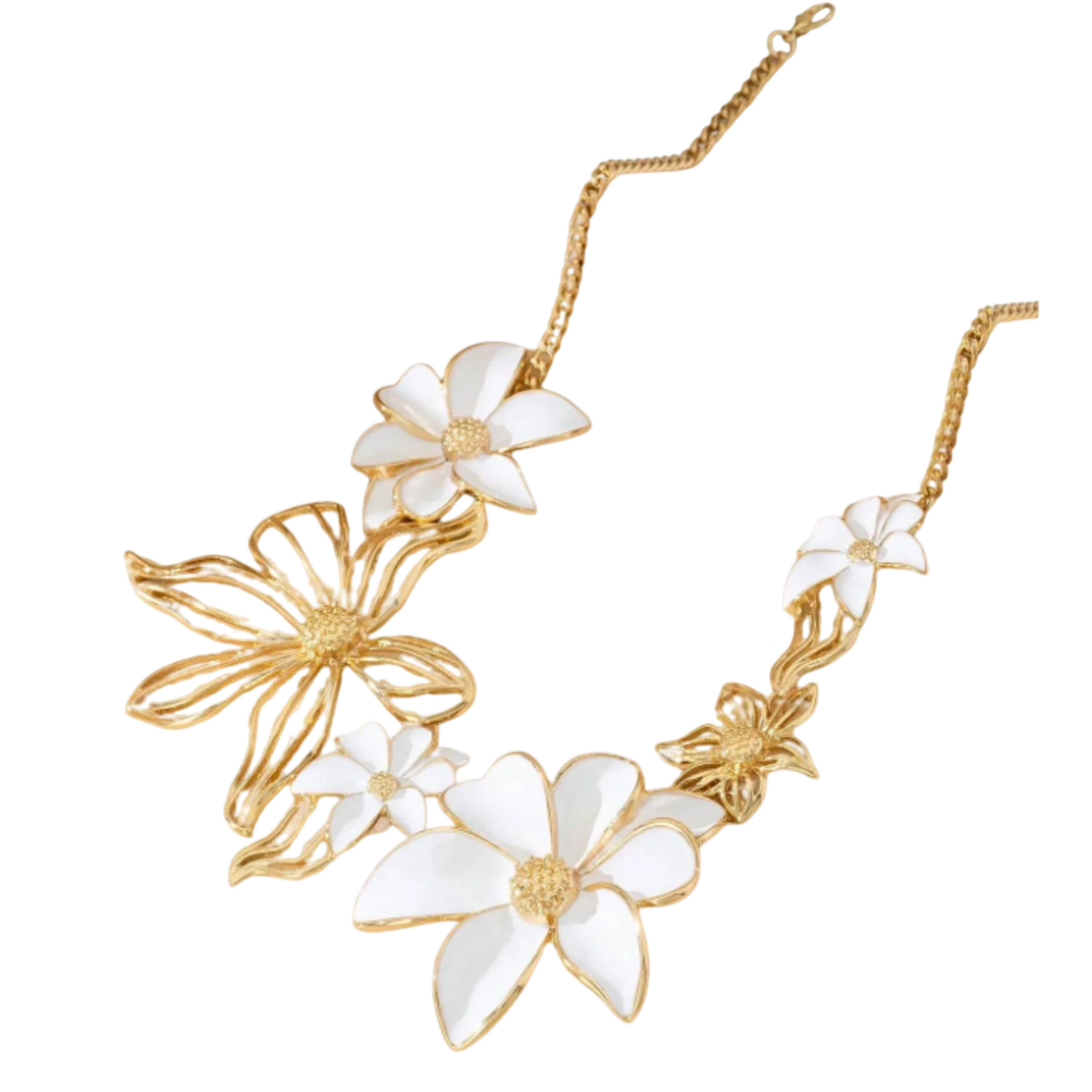 Enamel Bib Flower Necklace