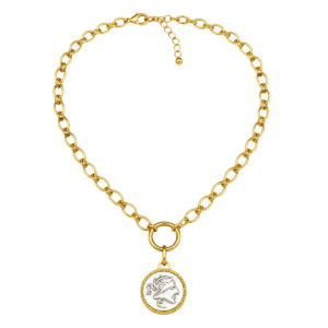 Emberr West Coin Ribbed Chain Necklace