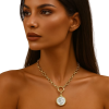 Coin Ribbed Chain Necklace - Image 2