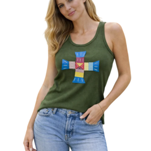 Cross Leather Patchwork Tank Top