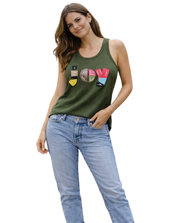 JOY Leather Patchwork Tank Top