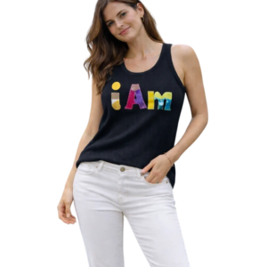 “I AM” Patchwork Leather Tank Top
