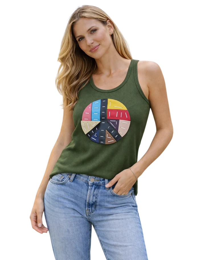 Peace Leather Patchwork Tank Top