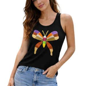 Butterfly Patchwork Leather Tank Top