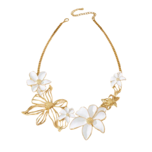 FLEUR de Fleur Enamel Bib Flower Necklace